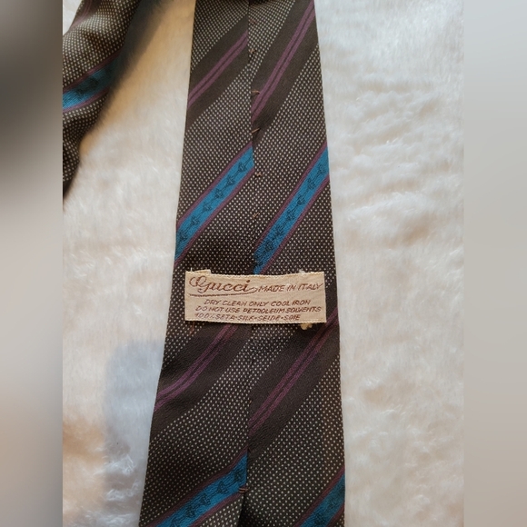 Authentic Vintage Gucci Necktie 100% Silk Tie Brown Rare Luxury Read Desc - Picture 15 of 15